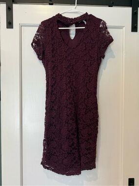 Almost Famous Burgundy Lace Midi Dress